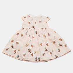 Fendi Kids Pink Teddy Pois Pop Print Cotton Dress Set 6M