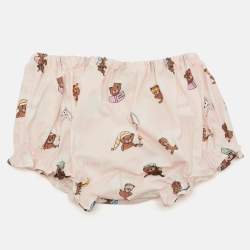 Fendi Kids Pink Teddy Pois Pop Print Cotton Dress Set 6M