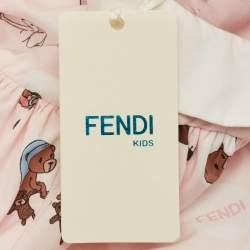 Fendi Kids Pink Teddy Pois Pop Print Cotton Dress Set 6M