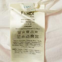 Fendi Kids Pink Printed Cotton FF Zucca Tape Detail Dress 12M