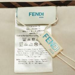 Pre Owned Fendi Kids Beige FF Embossed Cotton Baby Blanket