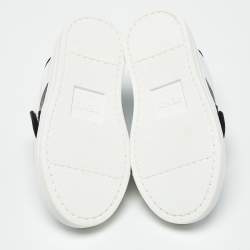 Pre Owned Fendi Brown/White Zucca Leather Logo Strap Sneakers Size 24