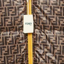 Pre Owned Fendi Brown/Yellow Zucca Nylon Reversible Puffer Jacket 9Yrs