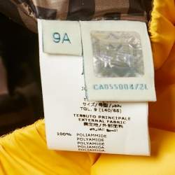 Pre Owned Fendi Brown/Yellow Zucca Nylon Reversible Puffer Jacket 9Yrs