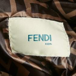 Pre Owned Fendi Brown/Yellow Zucca Nylon Reversible Puffer Jacket 9Yrs