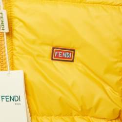 Pre Owned Fendi Brown/Yellow Zucca Nylon Reversible Puffer Jacket 9Yrs
