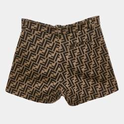 Fendi Kids Brown Zucca Pattern Jacquard Knit Shorts 10 Yrs