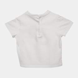 Pre Owned Fendi Kids White Logo Applique Cotton T-Shirt 18 M
