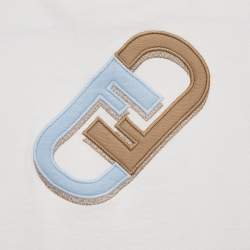 Pre Owned Fendi Kids White Logo Applique Cotton T-Shirt 18 M
