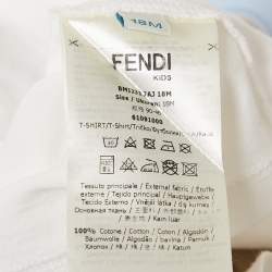 Pre Owned Fendi Kids White Logo Applique Cotton T-Shirt 18 M
