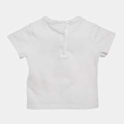 Pre Owned Fendi Kids White Logo Applique Cotton T-Shirt 18 M