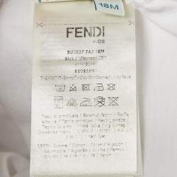 Pre Owned Fendi Kids White Logo Applique Cotton T-Shirt 18 M