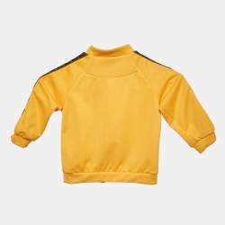 مملوكة مسبقًا Fendi Yellow Knit Logo Tape Detail Zip-Up Jacket 2 Yrs