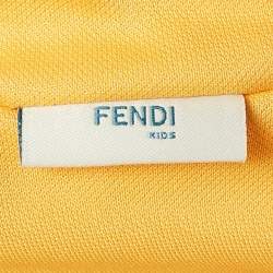 مملوكة مسبقًا Fendi Yellow Knit Logo Tape Detail Zip-Up Jacket 2 Yrs