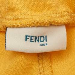 Pre Owned Fendi Kids Yellow Jersey Zucca Tape Detail Joggers 24 M