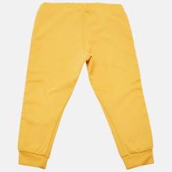 Pre Owned Fendi Kids Yellow Jersey Zucca Tape Detail Joggers 24 M