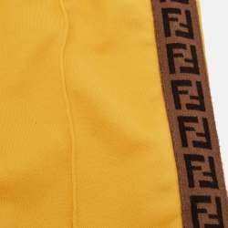 Pre Owned Fendi Kids Yellow Jersey Zucca Tape Detail Joggers 24 M