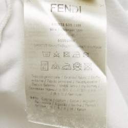 Pre Owned Fendi Kids White Teddy Bear Embroidery Cotton T-Shirt 18 M