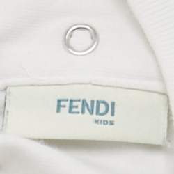 Pre Owned Fendi Kids White Teddy Bear Embroidery Cotton T-Shirt 18 M