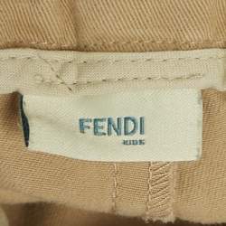 Fendi Kids Beige Teddy Embroidered Gabardine Trousers 18M