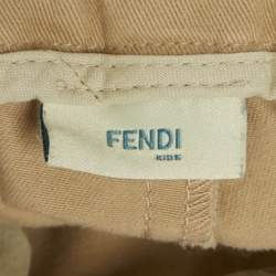 Fendi Kids Beige Teddy Embroidered Gabardine Trousers 18M