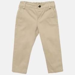 Fendi Kids Beige Teddy Embroidered Gabardine Trousers 18M