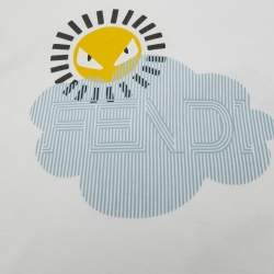 Pre Owned Fendi Kids White Fendi Cloud Print Jersey T-Shirt 7 Yrs