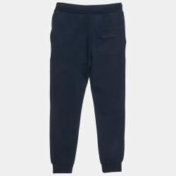 Pre Owned Fendi Kids Navy Blue Cotton Knit Logo Detail Jogger Pants 12 Yrs