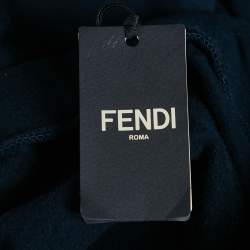 Pre Owned Fendi Kids Navy Blue Cotton Knit Logo Detail Jogger Pants 12 Yrs