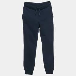 Pre Owned Fendi Kids Navy Blue Cotton Knit Logo Detail Jogger Pants 12 Yrs