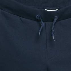 Pre Owned Fendi Kids Navy Blue Cotton Knit Logo Detail Jogger Pants 12 Yrs