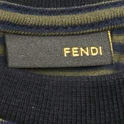 Pre Owned Fend Kids Grey /White Top Cotton & Denim 3 Piece Set 18 Months