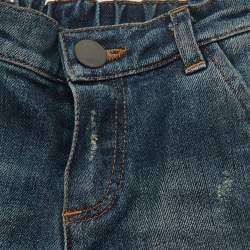 Pre Owned Fendi Kids White/Blue Cotton and Denim 2 Piece Set 9M