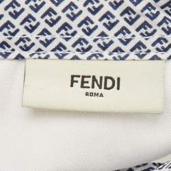 Pre Owned Fendi Kids White/Blue Cotton and Denim 2 Piece Set 9M
