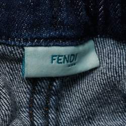 Pre Owned Fendi Blue Kids Blue Pocket Applique Denim Jeans 23M/Waist 19"