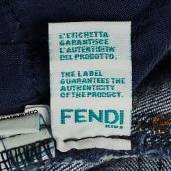 Pre Owned Fendi Blue Kids Blue Pocket Applique Denim Jeans 23M/Waist 19"