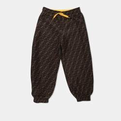 Pre Owned Fendi Brown/Yellow Zucca Print Polyester and Cotton Jacket Set 8-10 Years