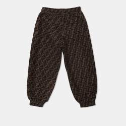 Pre Owned Fendi Brown/Yellow Zucca Print Polyester and Cotton Jacket Set 8-10 Years