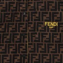 Pre Owned Fendi Brown/Yellow Zucca Print Polyester and Cotton Jacket Set 8-10 Years