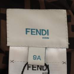 Pre Owned Fendi Brown/Yellow Zucca Print Polyester and Cotton Jacket Set 8-10 Years
