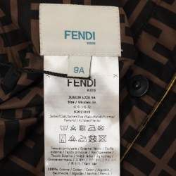 Pre Owned Fendi Brown/Yellow Zucca Print Polyester and Cotton Jacket Set 8-10 Years