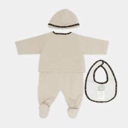 مملوكة مسبقًا Fendi Light Beige Stretch Cotton Jumpsuit 3 Months