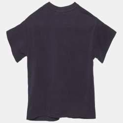 Pre Owned Fendi Kids Navy Blue Logo Jersey T-Shirt 4Yrs