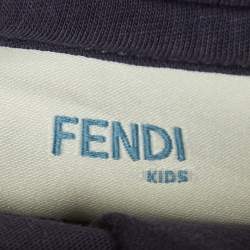 Pre Owned Fendi Kids Navy Blue Logo Jersey T-Shirt 4Yrs