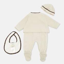Pre Owned Fendi Kids Beige Cotton Onesie Set 6M