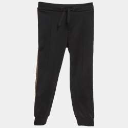 Pre Owned Fendi Kids Black FF Side Stripe Jersey Joggers 6Yrs