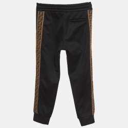 Pre Owned Fendi Kids Black FF Side Stripe Jersey Joggers 6Yrs