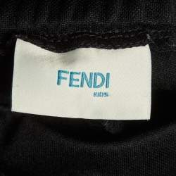 Pre Owned Fendi Kids Black FF Side Stripe Jersey Joggers 6Yrs