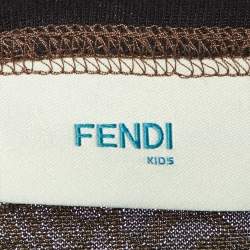 Fendi Kids Brown FF Vertigo Pattern Knit Bow Detail Dress 7 Yrs