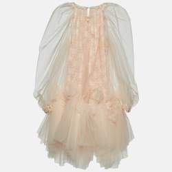Pre Owned Fendi Kids Pink Tulle Ruffled Dress 6 Yrs